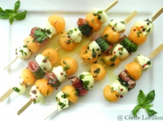 Brochettes de melon mozza idée pique-nique source : google images @Cécile Lorillon